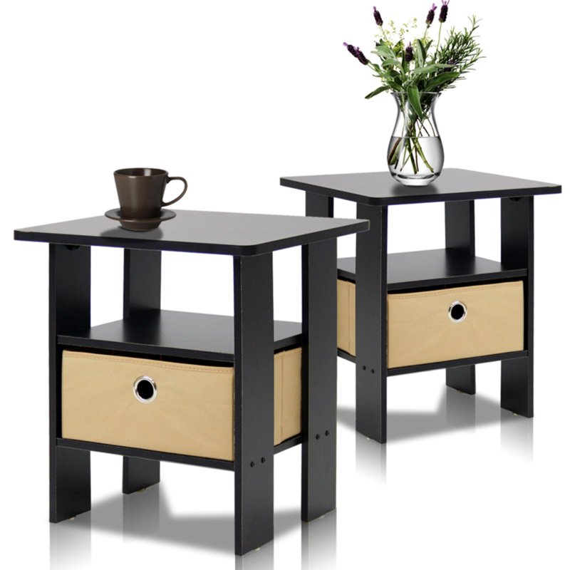 Petite End Table Set of 2 with Pull-Out Basket Storage