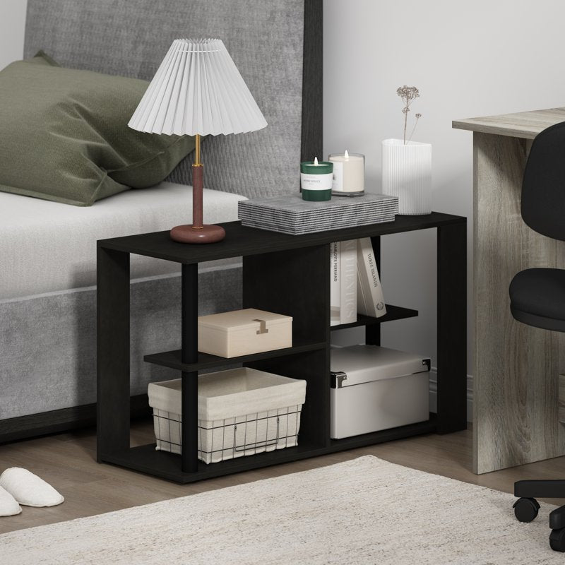 Narrow Coffee Table with Shelves - Espresso/Black