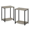 Industrial Metal Frame End Table - 2-Pack, French Oak