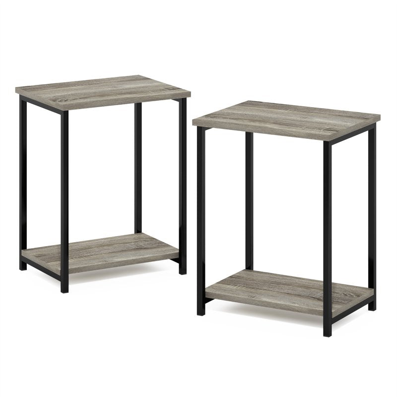 Industrial Metal Frame End Table - 2-Pack, French Oak