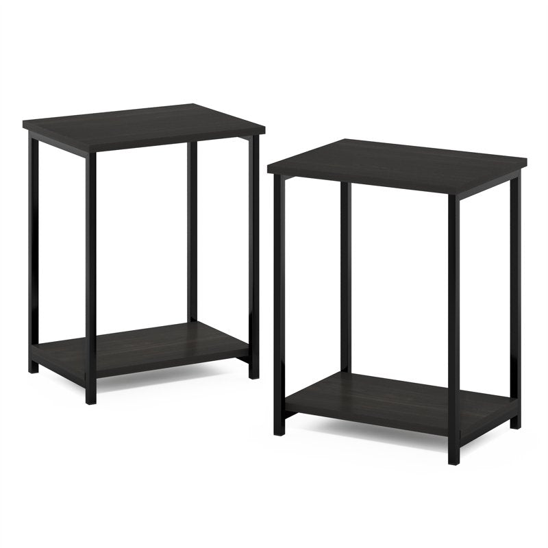 Industrial Metal Frame End Table Set - 2-Pack, White