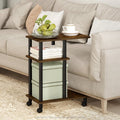 3-Tier C-Shape Side Table with Wheels - Open Shelf Design
