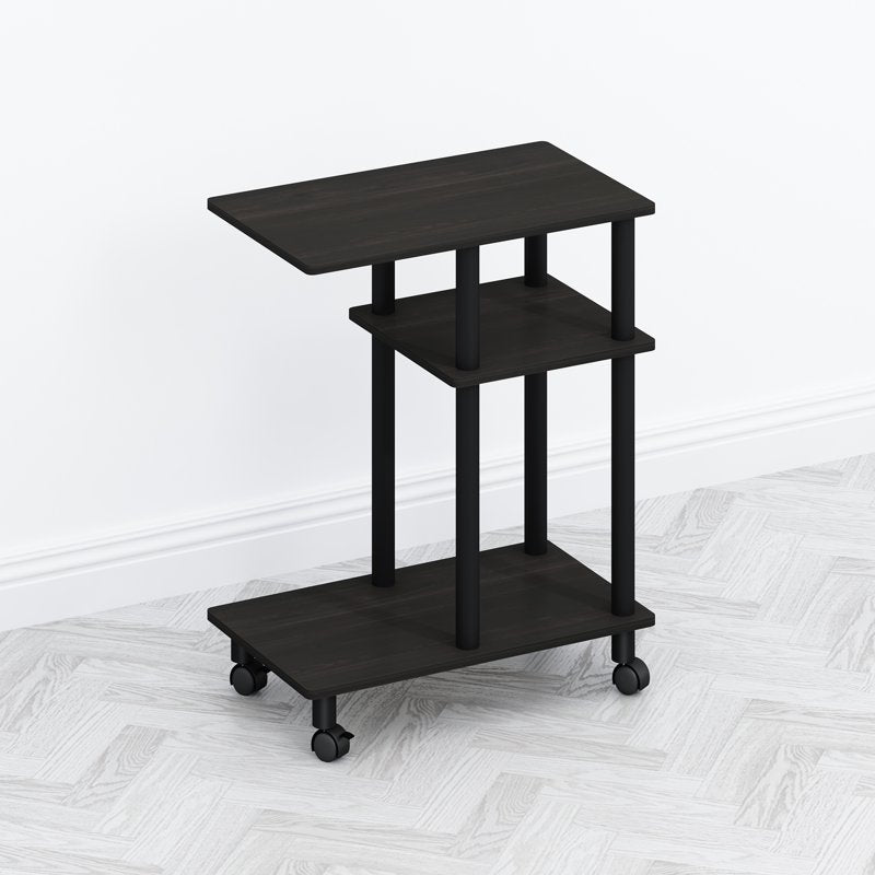 C-Shape End Table with Wheels - Modern Side Table for Living Room