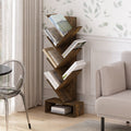 Tree Bookshelf - 7-Tier Floor Standing Bookcase with Amber Pine