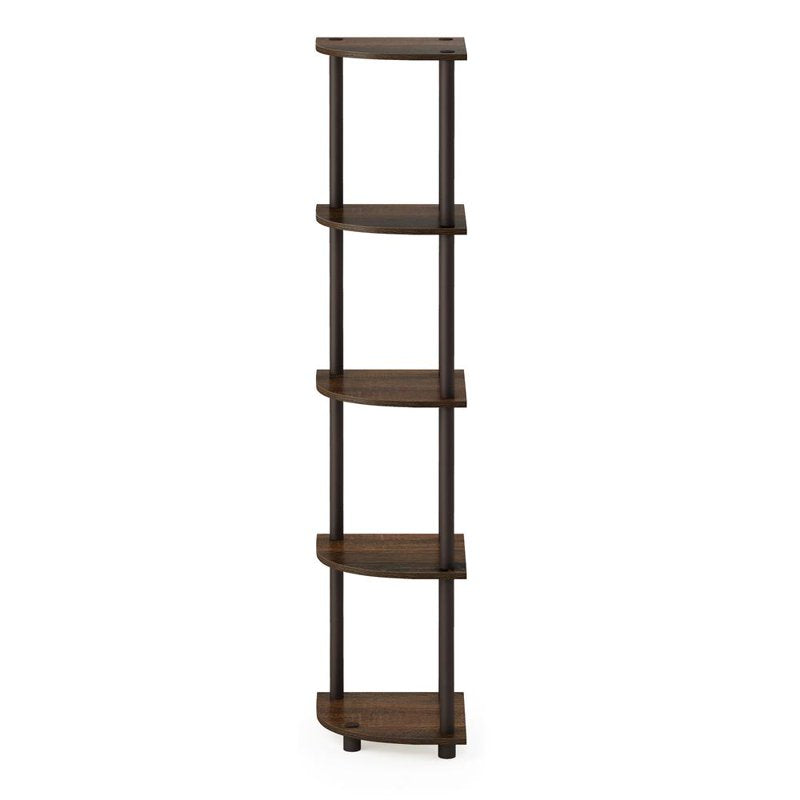 5-Tier Decorative Shelves - Turn-N-Tube Wall Shelf Unit in Walnut and Brown