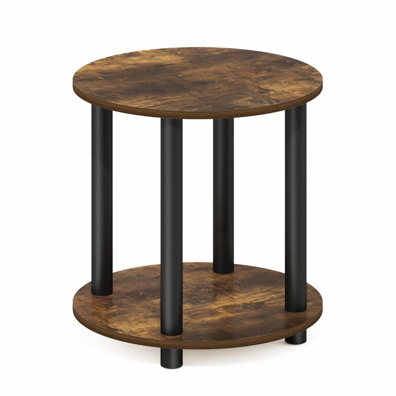 2-Tier Round Wooden End Table - Durable Composite Design