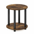 2-Tier Round Wooden End Table - Durable Composite Design