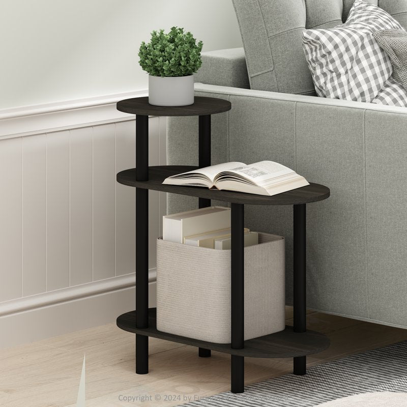 3-Tier Oval Sofa Side Table with Open Shelves - Multiple Colors