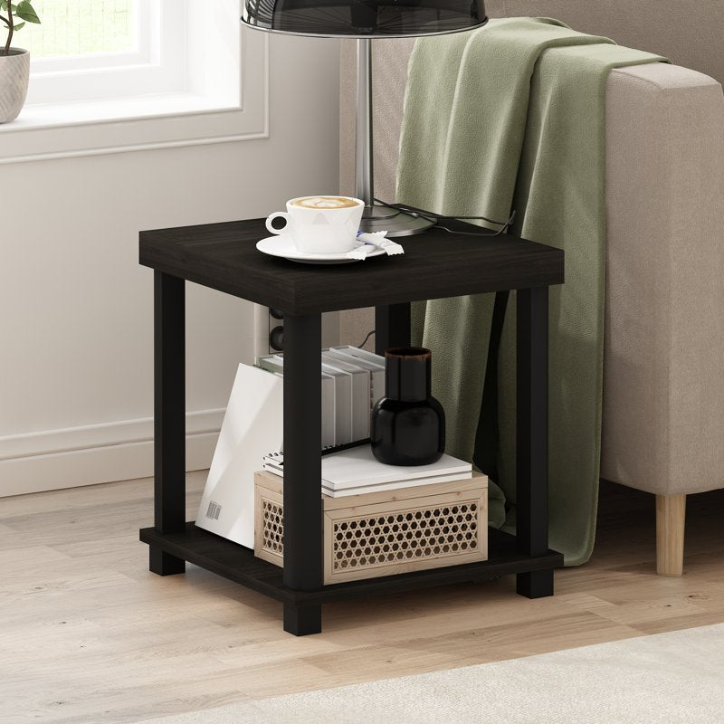 2-Tier End Table - Espresso & Black - Modern Design
