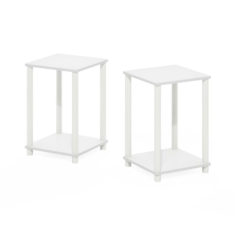 Compact End Table Set of 2 - Sleek White Design