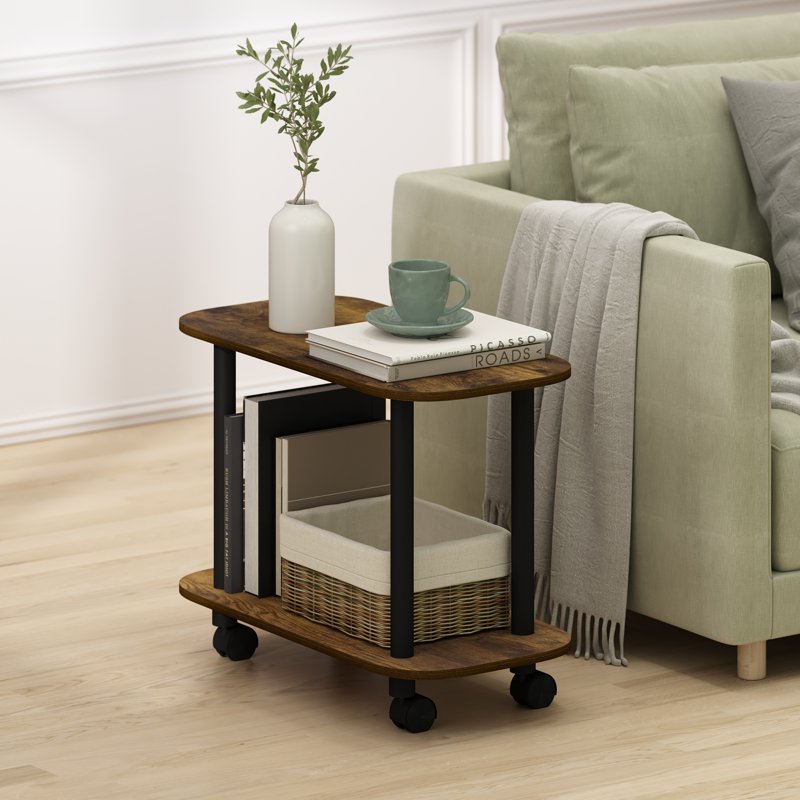 Modern Oval End Table with Casters - Multiple Colors