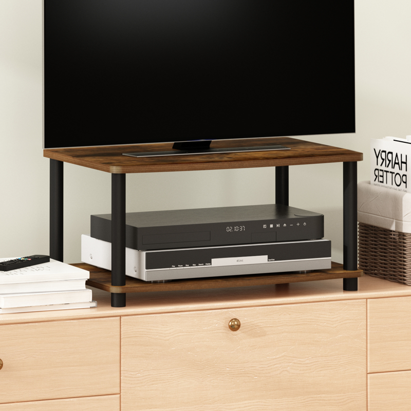 2-Tier Elevated TV Stand - No Tools Assembly, Open Display Rack