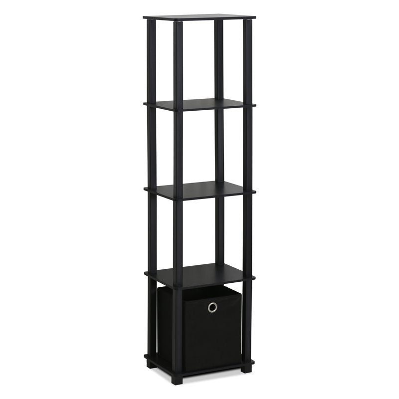 Furinno TURN-N-TUBE No Tools Wood 5-Tier Display Shelf - Black, Variation of THIS listing