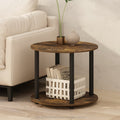 2-Tier Round Wooden Side End Table - Modern Design