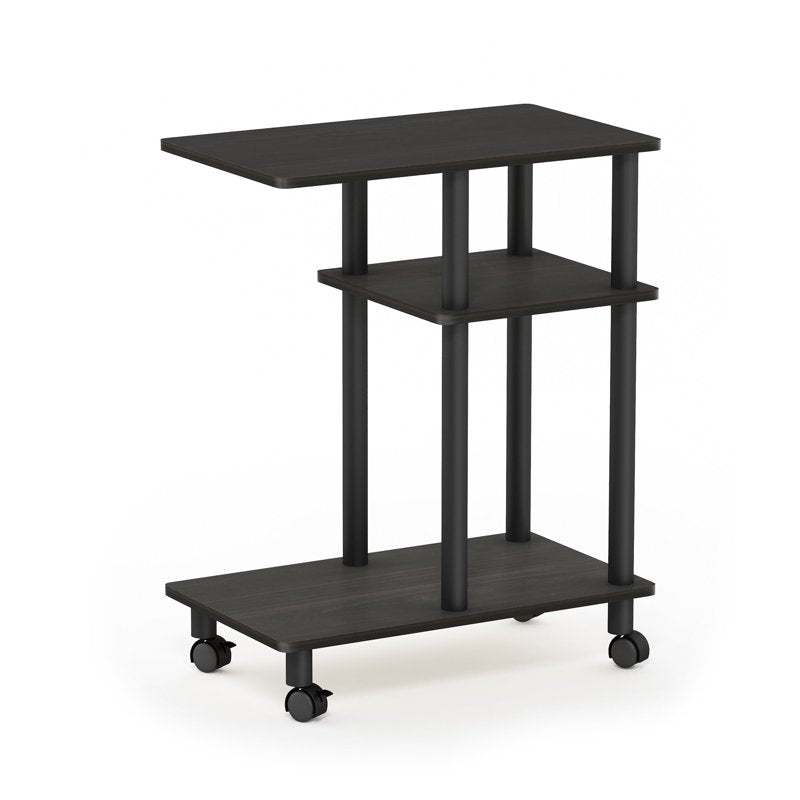 U Shape Sofa Side Table with Casters - Espresso/Black