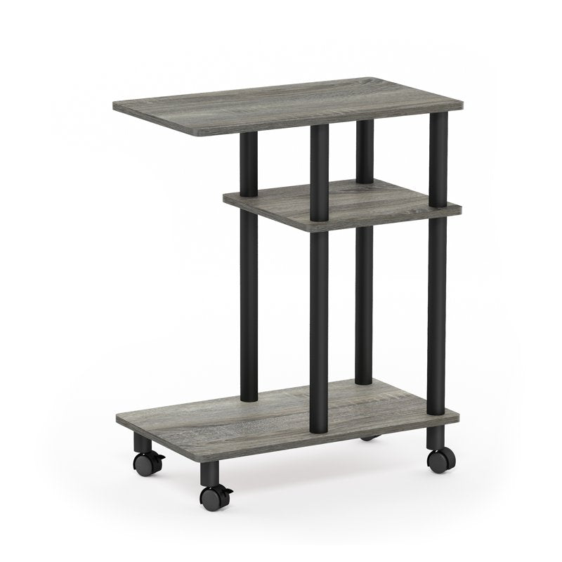 U Shape Sofa Side Table with Casters - French Oak Grey/Black