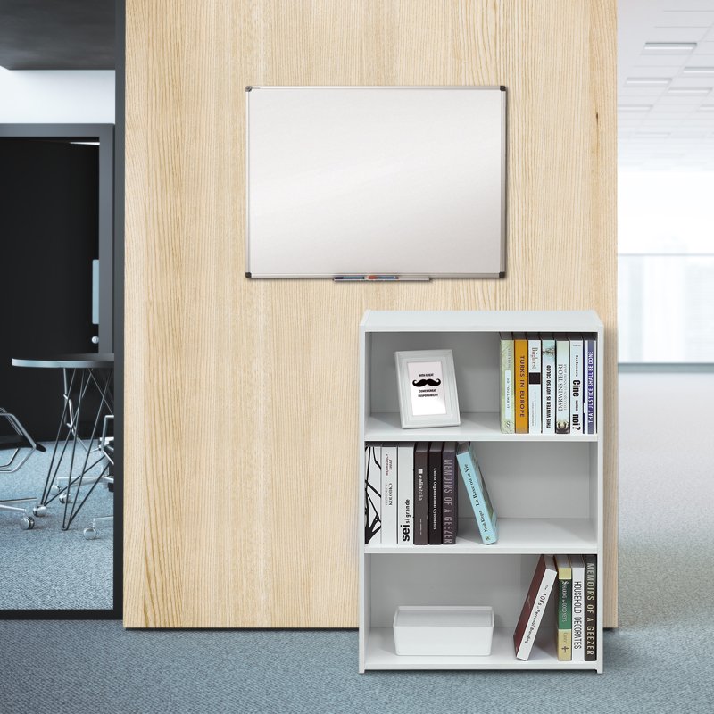 Contemporary 3-Shelf Bookcase in Soft White - Space Saving Design