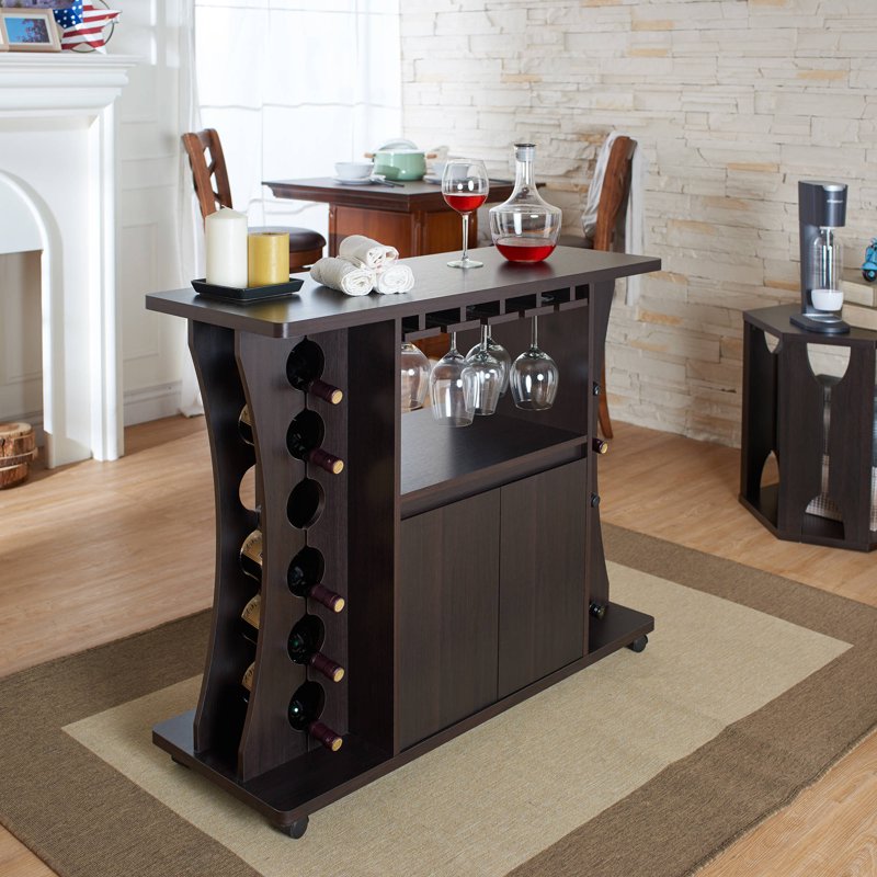 Modern Multi-Storage Buffet with Wine Rack - Espresso