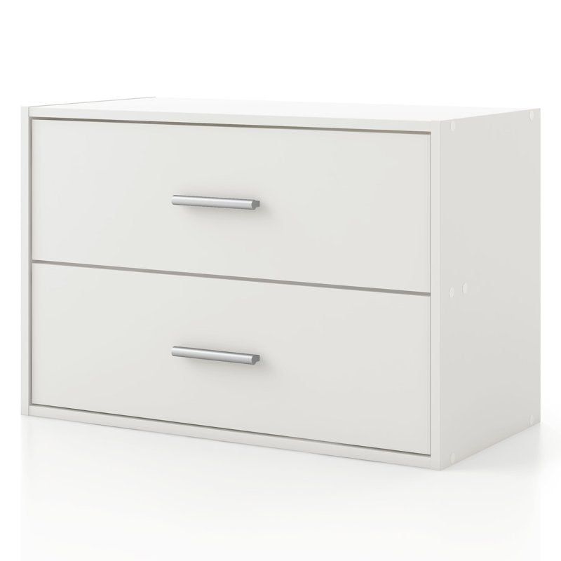 Stackable 2-Drawer Wood Storage Cabinet - Multiple Colors