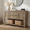 Modern Farmhouse Multi-Storage Server with Two Shelves - Light Washed White