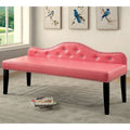 Contemporary Faux Leather Upholstered Bench - Pink