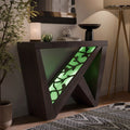 Contemporary LED Wood Console Table with Remote - Cappuccino