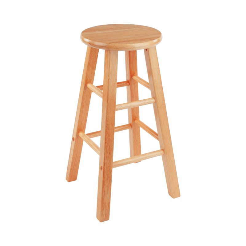 27.5'' Wooden Backless Counter Stool - Natural Finish