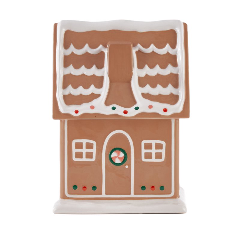 Gingerbread House Cookie Jar - Ceramic Kitchen Storage, 9.4 inch