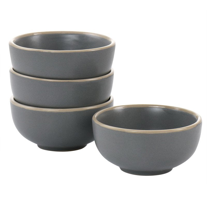 3.5in Mini Fruit Bowl Set - 4 Gray Stoneware Bowls