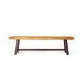 Outdoor Acacia Wood Bench - Sandblasted Finish/Rustic Metal