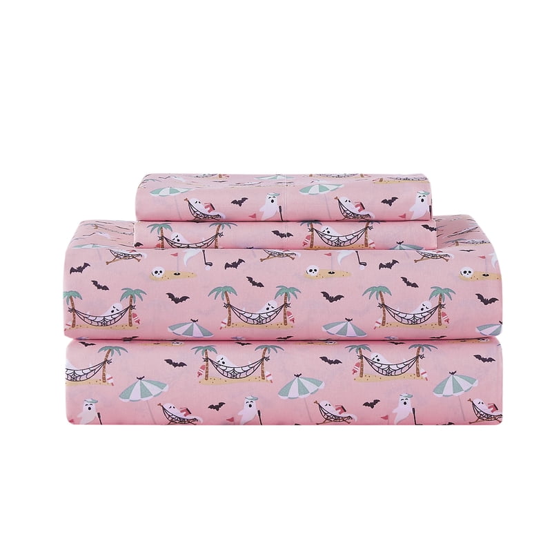 Summerween Ghost Retirement King Sheet Set - 4-Piece Bed Linen