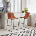 Counter Height Bar Stools Set of 4 - Faux Leather, 30 Inch - Brown