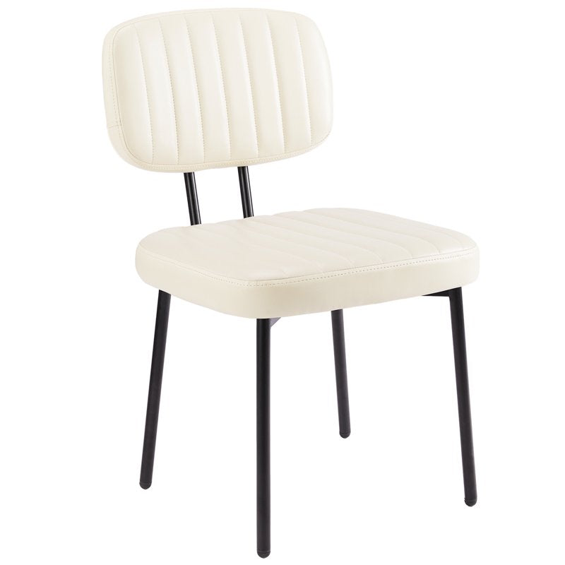 Modern Faux Leather Dining Chairs Set of 2 - White