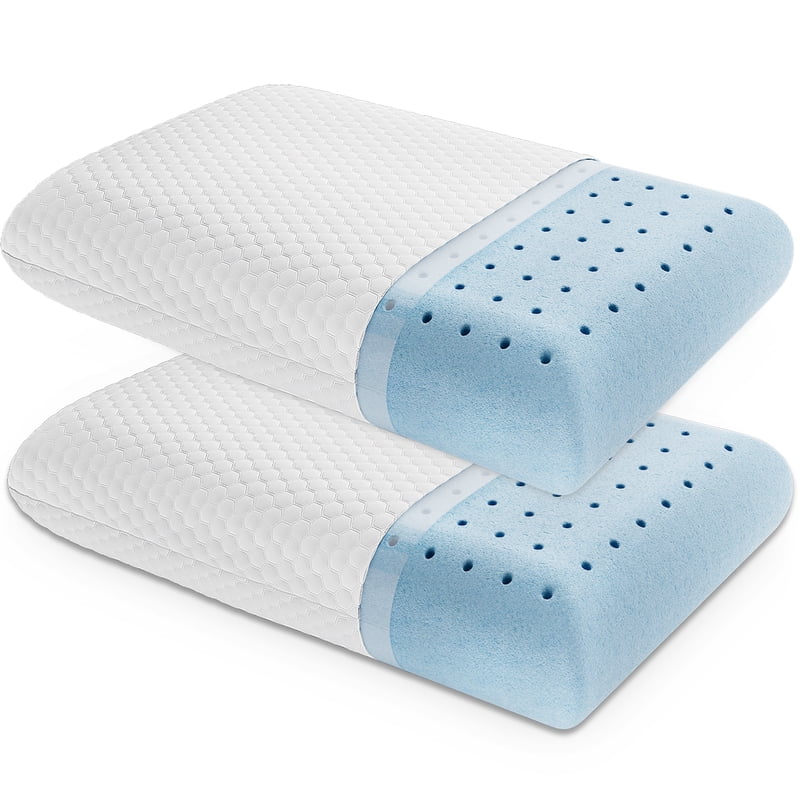 Memory Foam Pillow 2 Pack - Ergonomic Support for Neck & Back Pain Relief, Standard Size 24x16x4.7, Washable Cover