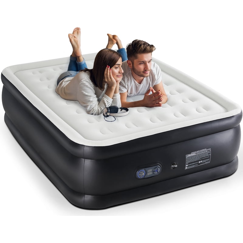 Queen Size 22-Inch Air Mattress with Built-In Pump - Inflatable Bed for Home & Travel - Gianna Variation Queen 22 in