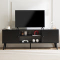 Modern Mid Century TV Stand for TVs up to 65" - Black & Wood