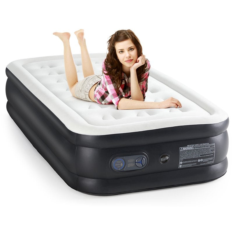 GIANNA Twin Size 16-Inch Air Mattress with Built-In Pump - Inflatable Bed for Home and Travel