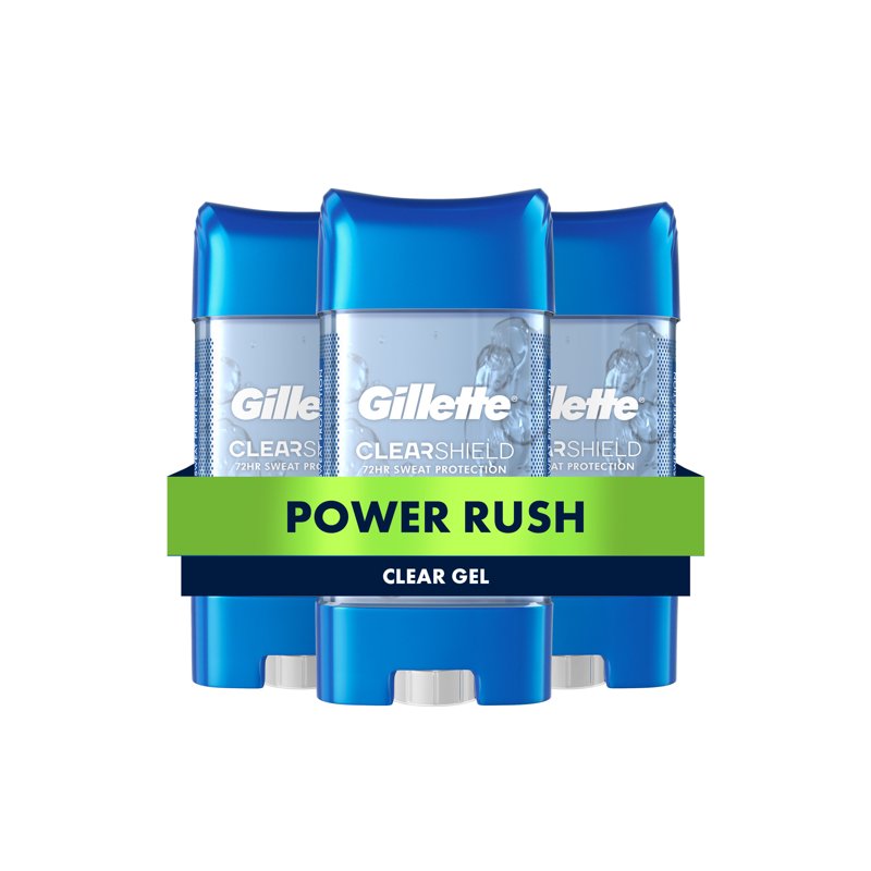 Clear Gel Antiperspirant and Deodorant for Men - Power Rush Scent, 3-Pack