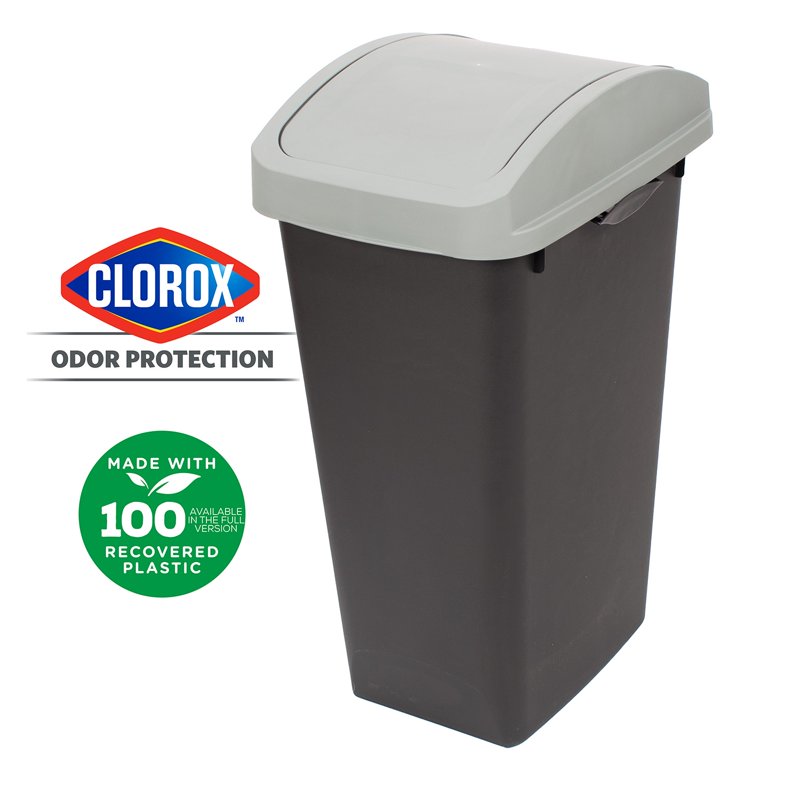 12 Gallon Kitchen Trash Can with Swing Top Lid - Grey Variant