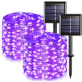 Solar String Lights Outdoor Purple 33ft 100 LED Fairy Lights 8 Modes Waterproof - 2 Pack