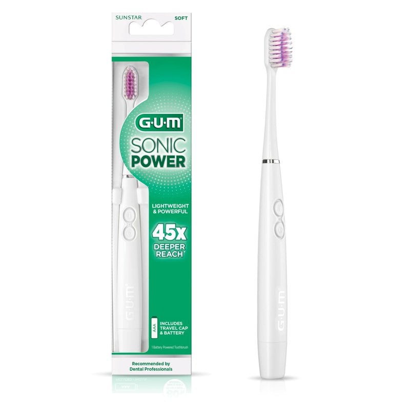 Sonic Battery Powered Toothbrush with Tapered Bristles for Deep Cleaning