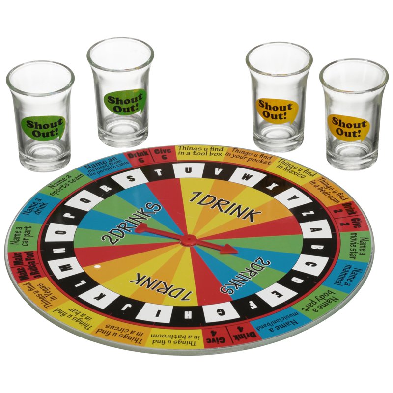 Shout Out Drinking Game Set - 16 Shot Glasses & Game Board