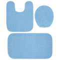 Garland Washable Bath Rug Set - 3 Piece Bathroom Mat & Toilet Lid Cover - Basin Blue
