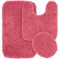 Jazz Washable Bath Rug Set - Pink, 3 Piece Bathroom Rug Collection