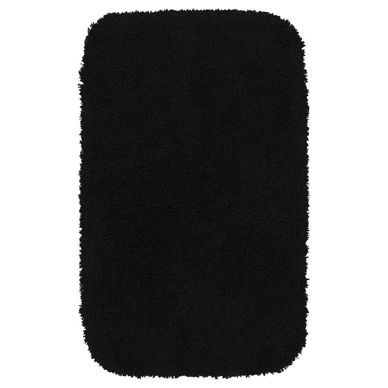 Rectangle Washable Nylon Bath Rug 24x40 Inches Black - Non-Slip Bathroom Mat