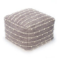 Gray & Ivory Georgette 22x22x16 Inch Pouf Ottoman - Handmade Home Decor