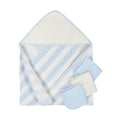 Unisex Baby Hooded Terry Velour Bath Towel & Washcloths Set - Blue, 4 Pieces