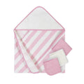 Pink Baby Hooded Bath Towel & Washcloths Set - Ultra Soft Cotton Velour, 4-Piece