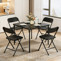 34-Inch Square Folding Table - Portable Black PVC Top