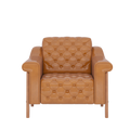 Mid-Century Modern Accent Chair - Tufted Faux Leather Armchair